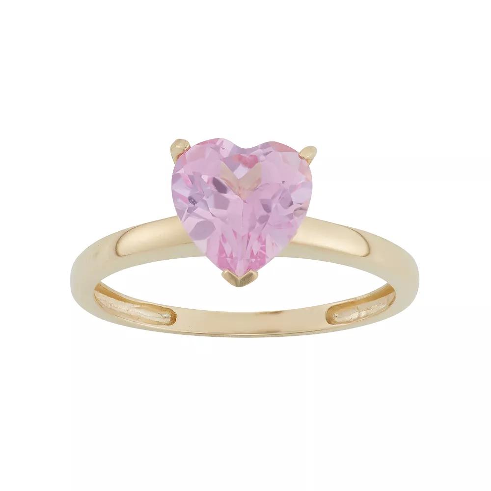 Designs by Gioelli 10k Gold Lab-Created Pink Sapphire Heart Ring, Women's, Size: 8 Product Image