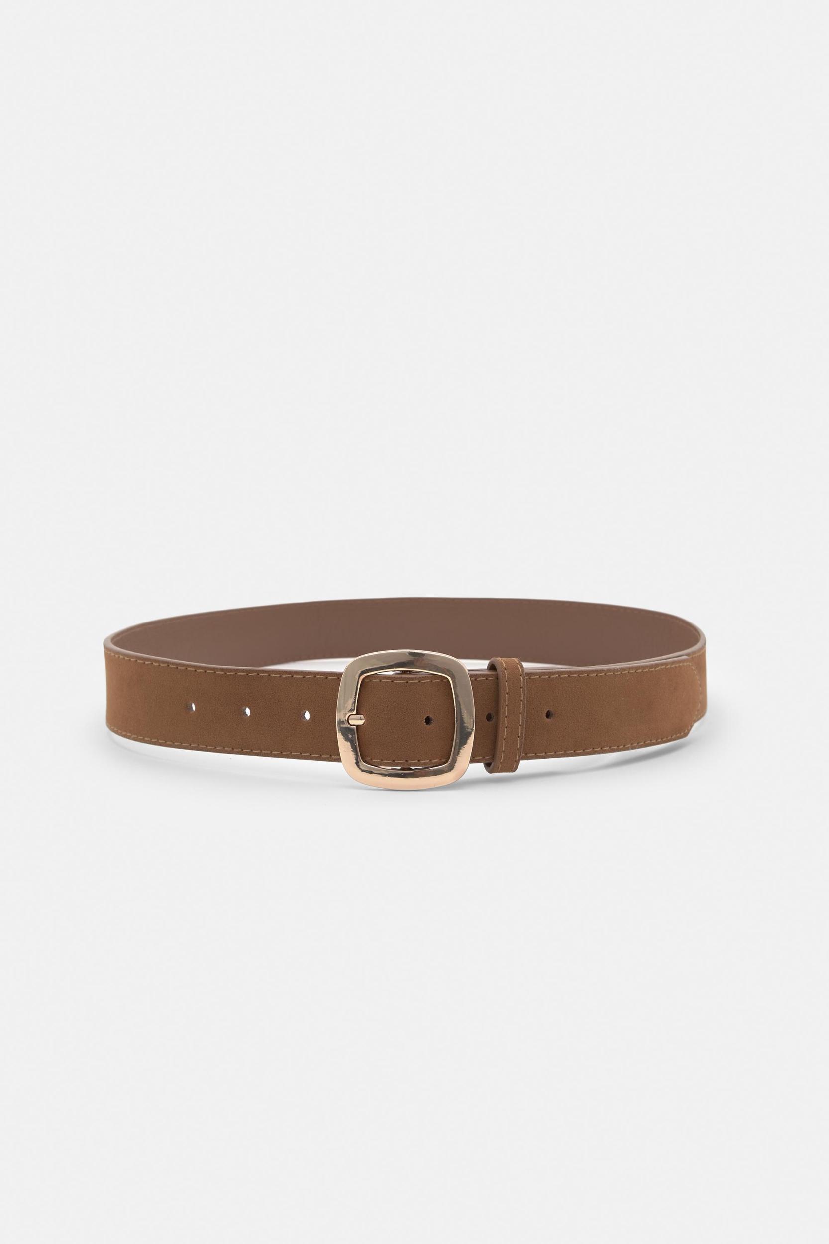 Faux suede belt with rounded buckle Product Image