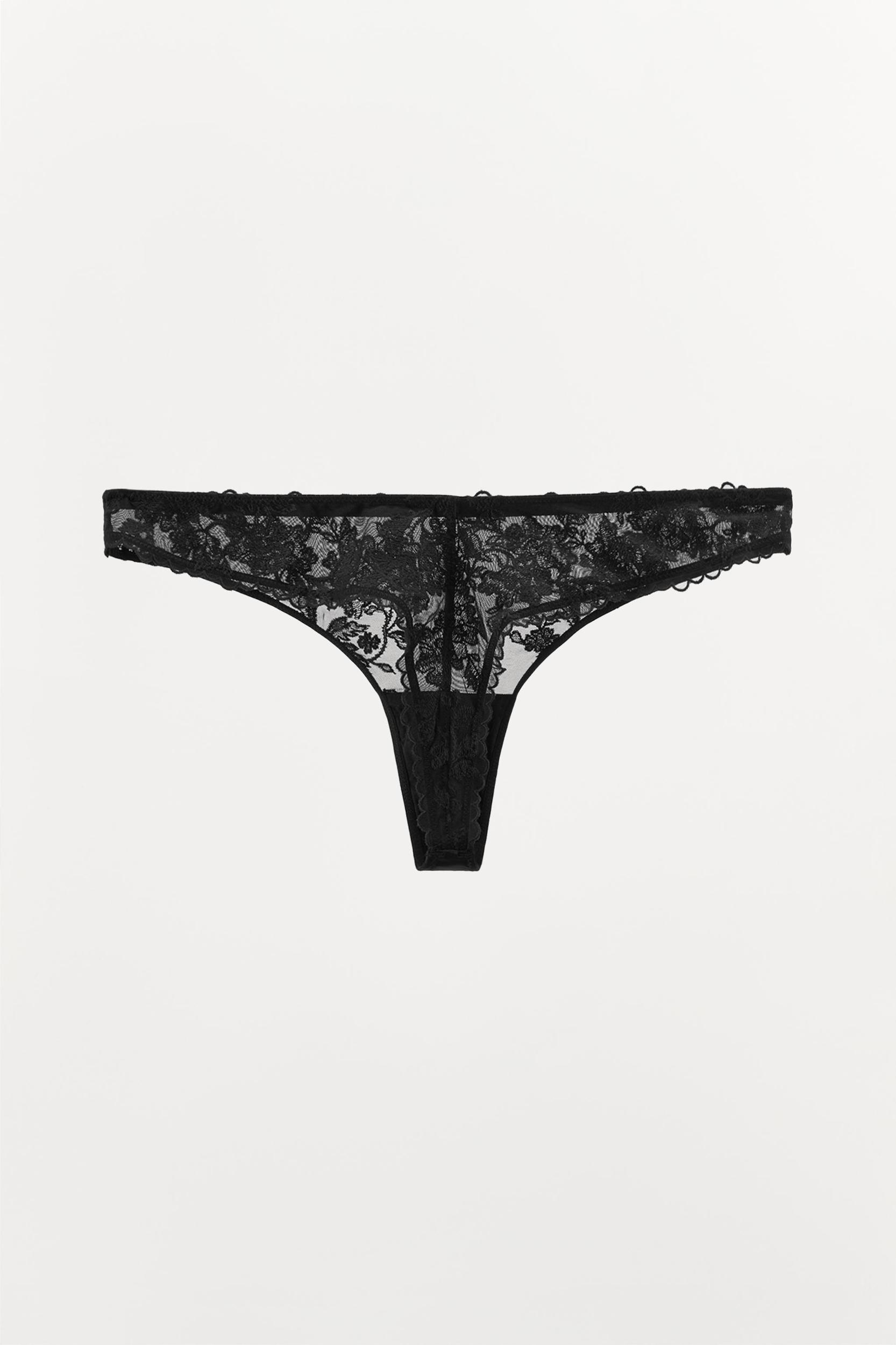 EMBROIDERED MESH THONG Product Image