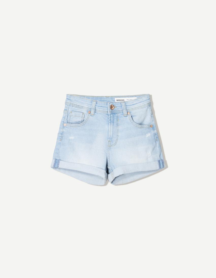 Roll-up denim shorts Product Image