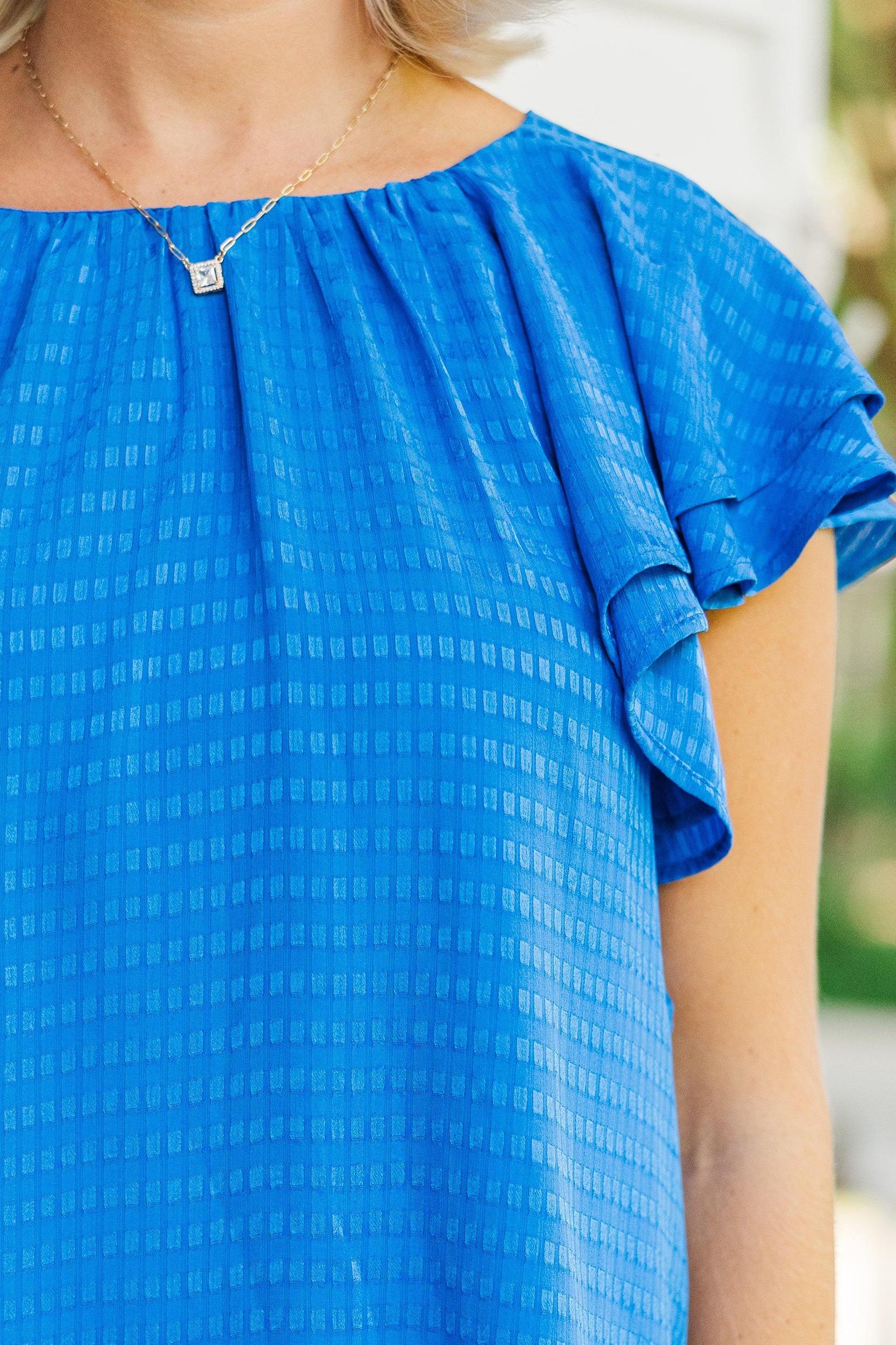Listen Closely Royal Blue Textured Blouse Female Product Image