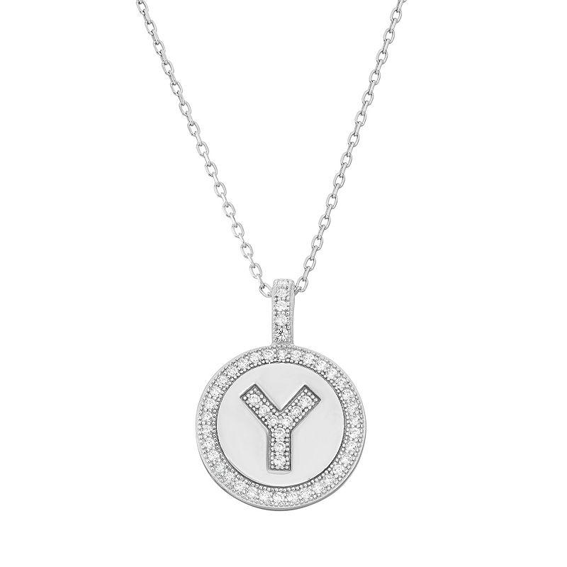 Argento Bella Sterling Silver Cubic Zirconia Initial Pendant Necklace, Women's,  Product Image