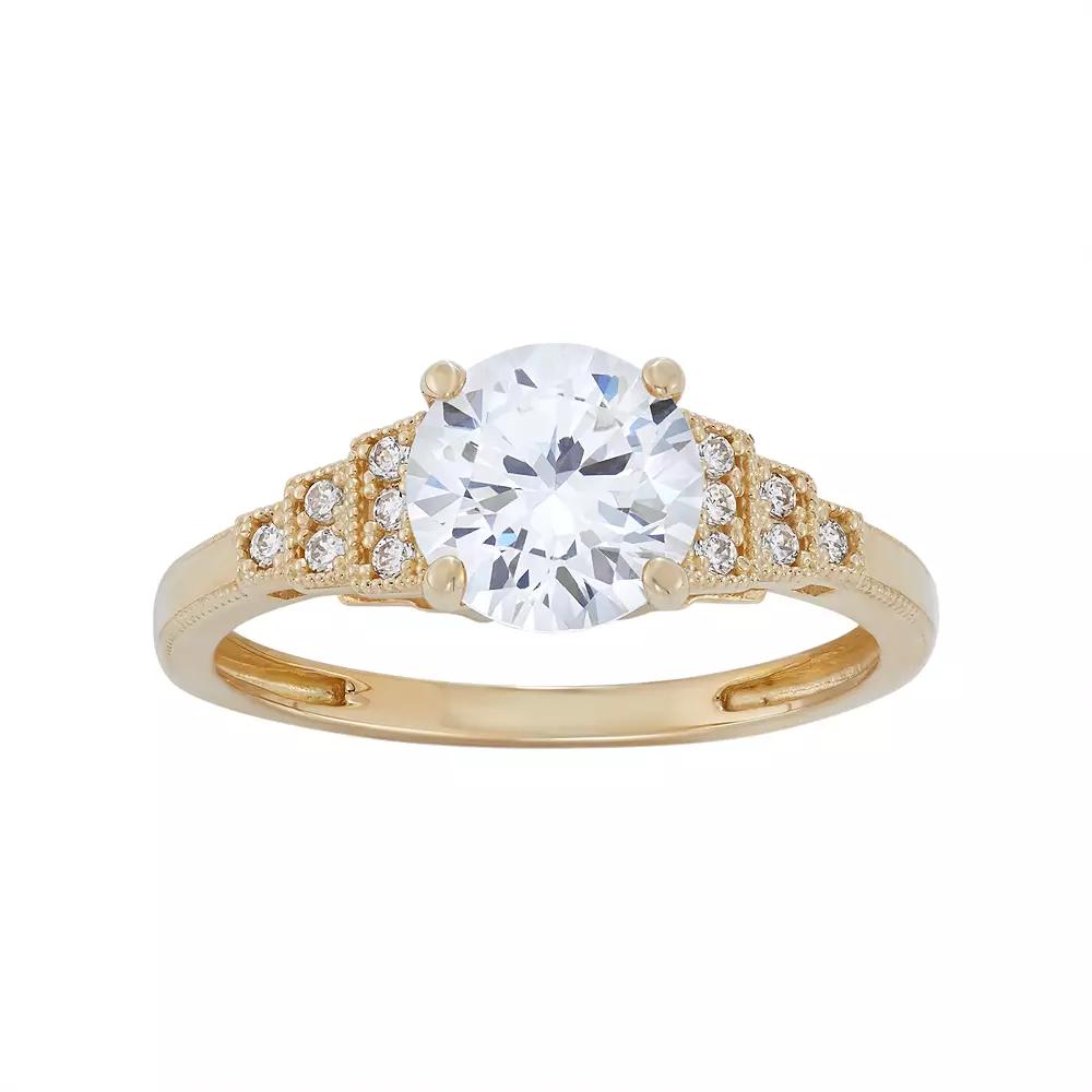 Designs by Gioelli Cubic Zirconia Engagement Ring in 10k Gold, Women's, Size: 6, White Product Image