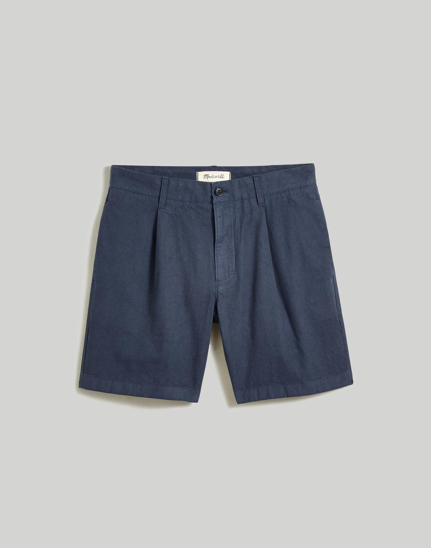 Cotton-Hemp Blend Pleated Shorts Product Image
