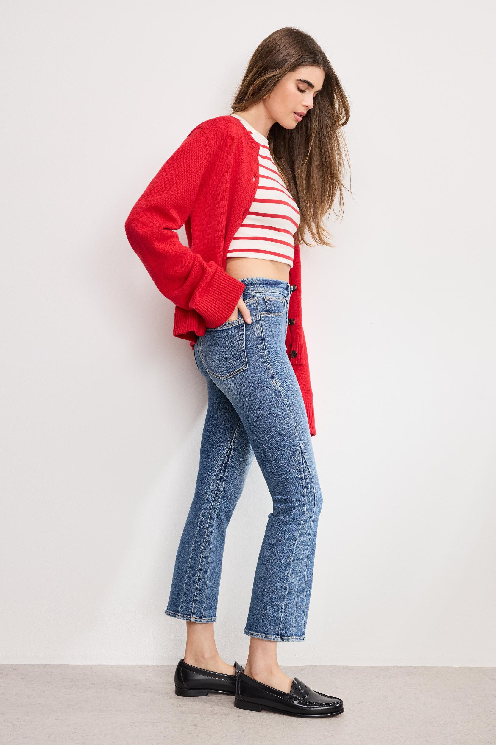 GOOD LEGS CROPPED MINI BOOT JEANS | INDIGO917 Product Image