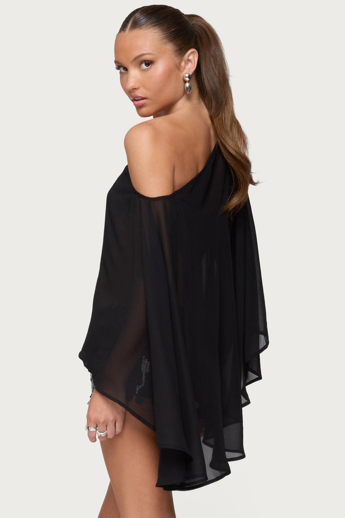 Sheer Chiffon Asymmetric Poncho Product Image