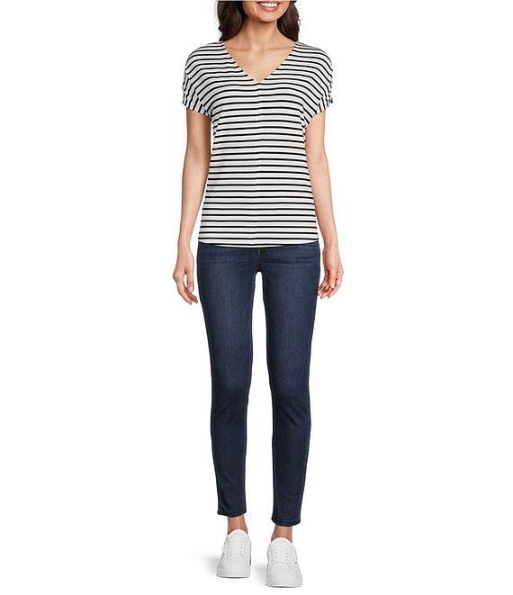 Gibson & Latimer Stripe Print Short Sleeve V-Neck Knit Shirt Product Image