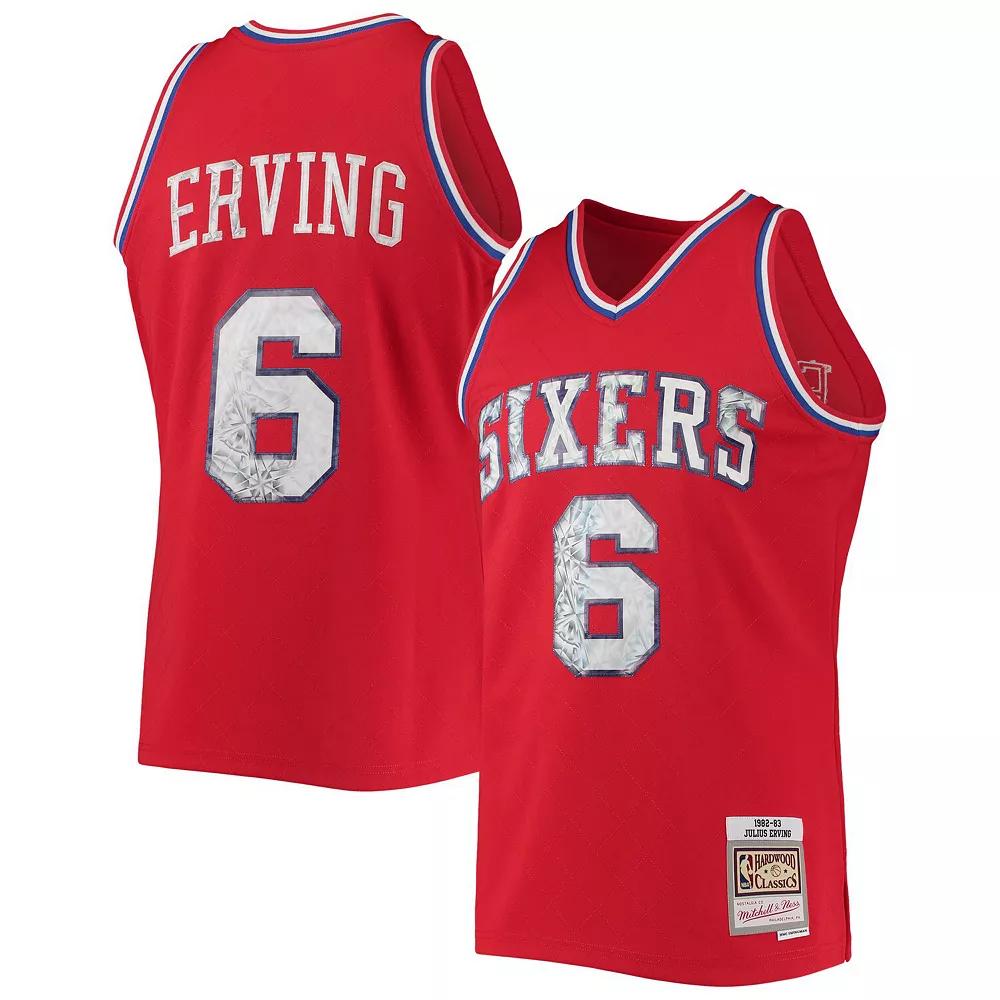 Men's Mitchell & Ness Julius Erving Red Philadelphia 76ers 1996-97 Hardwood Classics NBA 75th Anniversary Diamond Swingman Jersey, Size: Medium, 76r Red Product Image