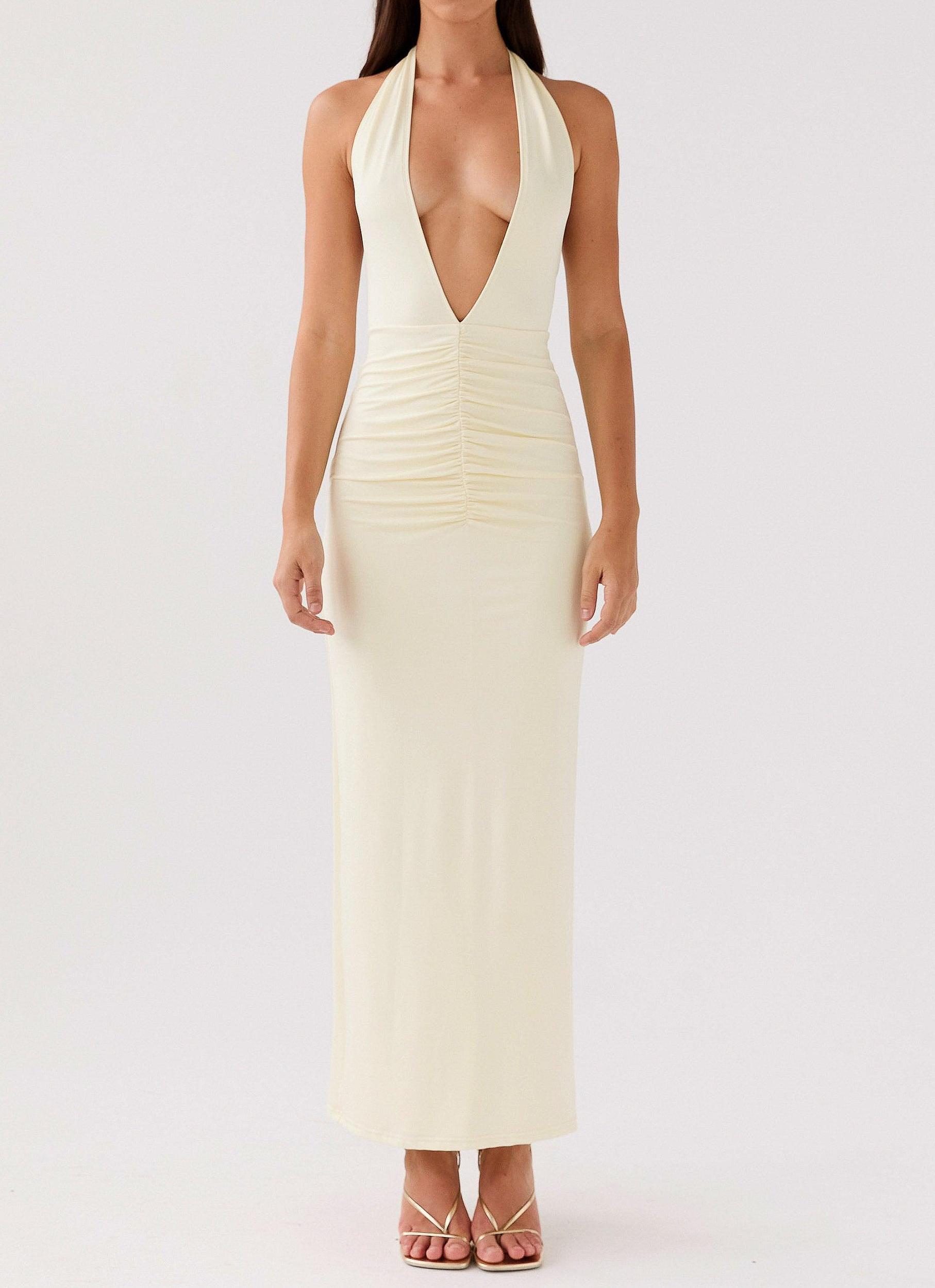 Whisked Away Halterneck Maxi Dress - Canary Product Image
