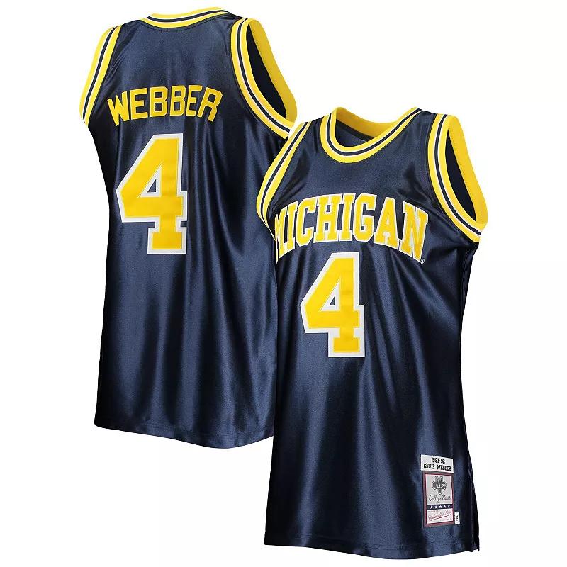 Men's Mitchell & Ness Chris Webber Navy Michigan Wolverines 1991/92 Authentic Throwback College Jersey, Size: Medium, Blue Product Image