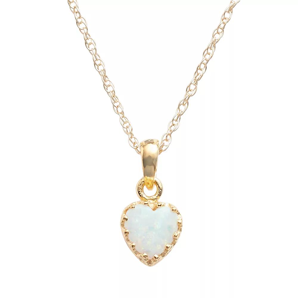 Designs by Gioelli Sterling Silver Lab-Created Opal Heart Crown Pendant, Women's,  Product Image