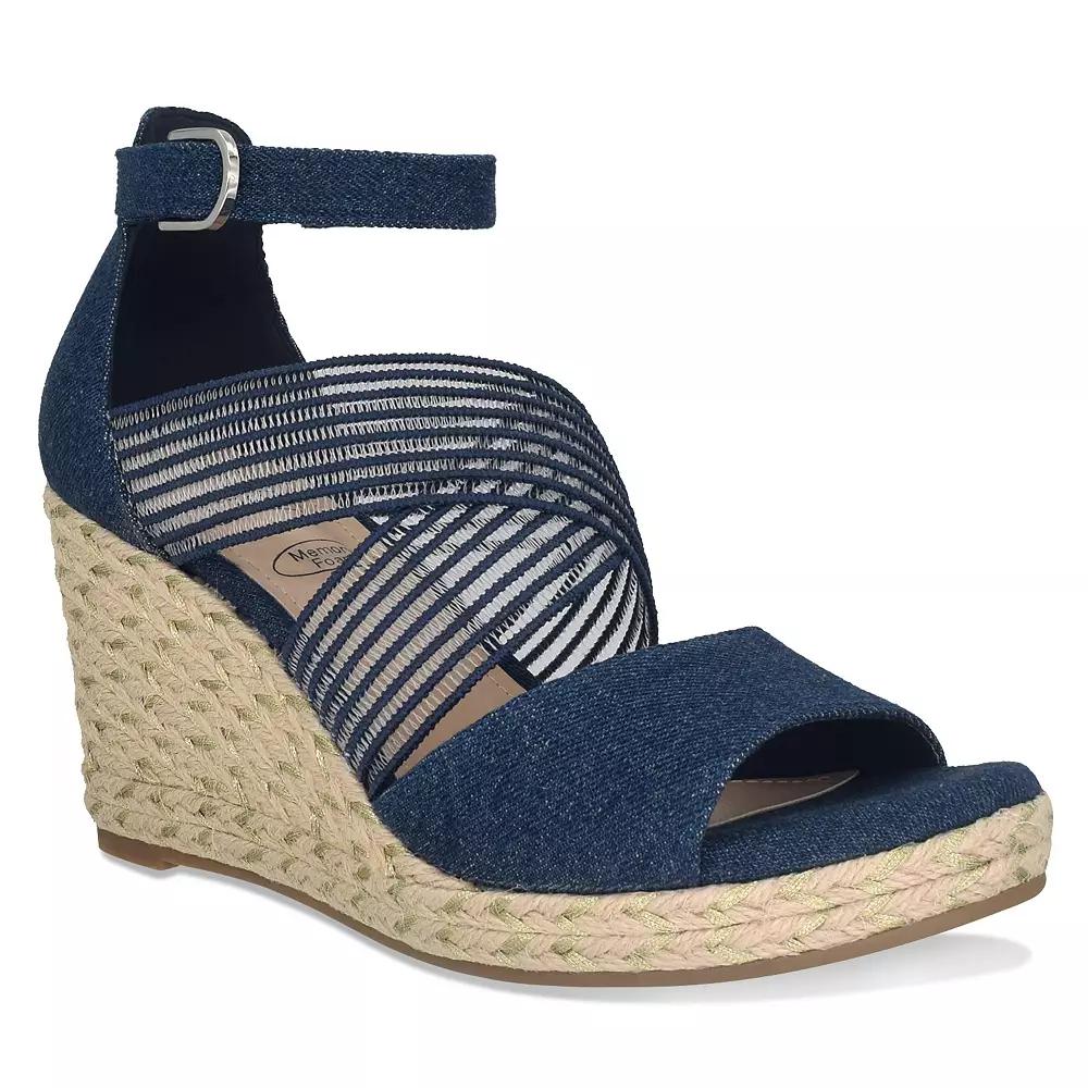 Impo® Tizane Women's Memory Foam Platform Wedge Stretch Sandals, Size: 10, Blue Product Image