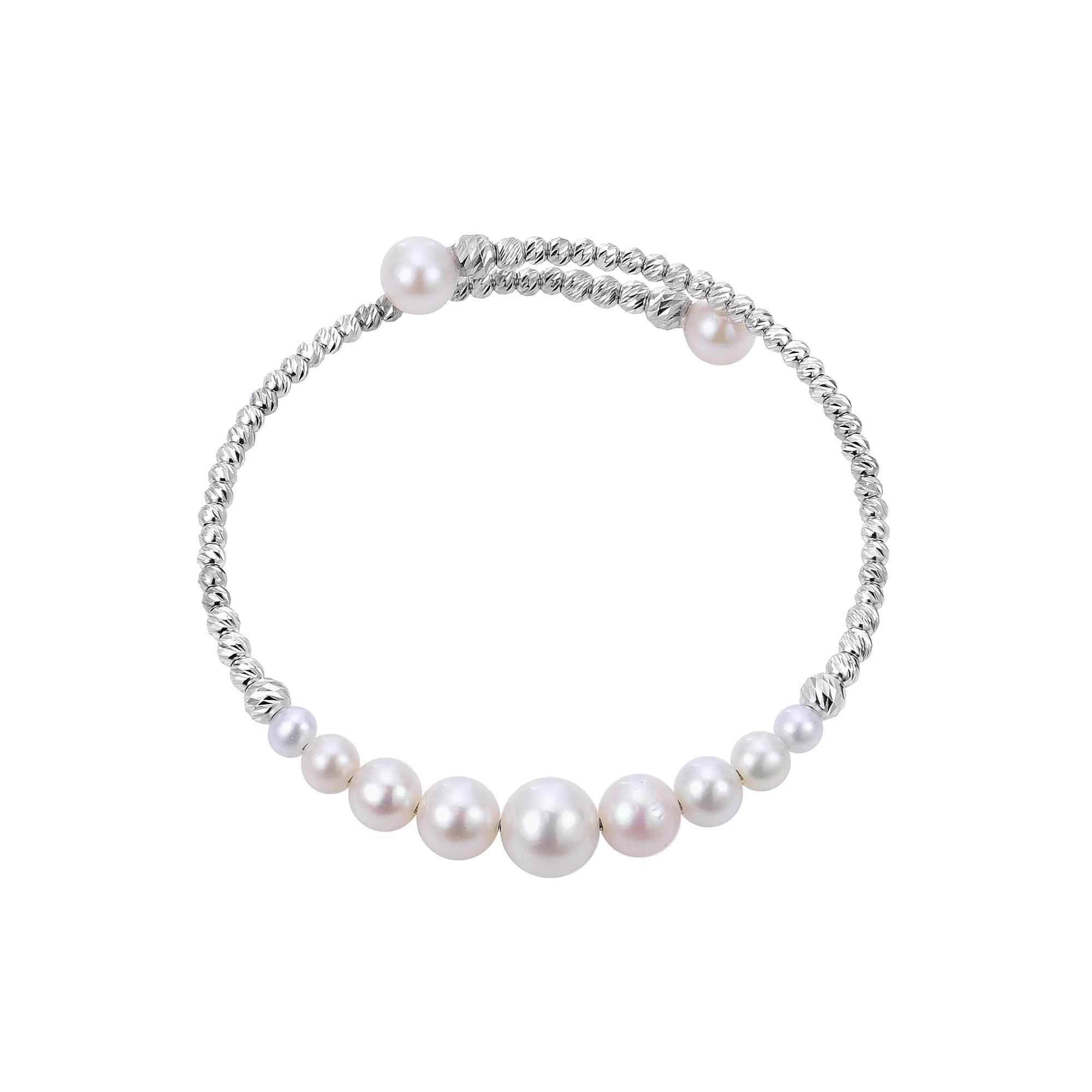 PearLustre by Imperial Sterling Silver Freshwater Cultured Pearl Cuff Bracelet, Womens Product Image