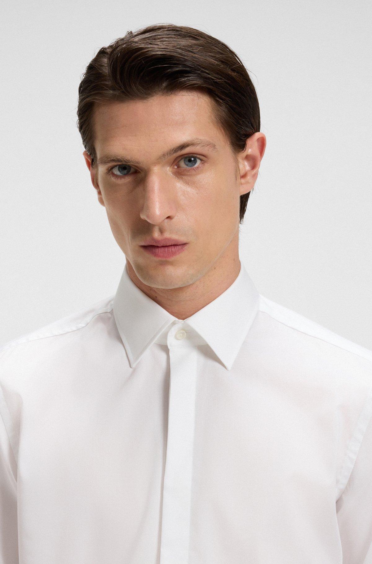 Easy-iron slim-fit shirt in stretch-cotton poplin Product Image