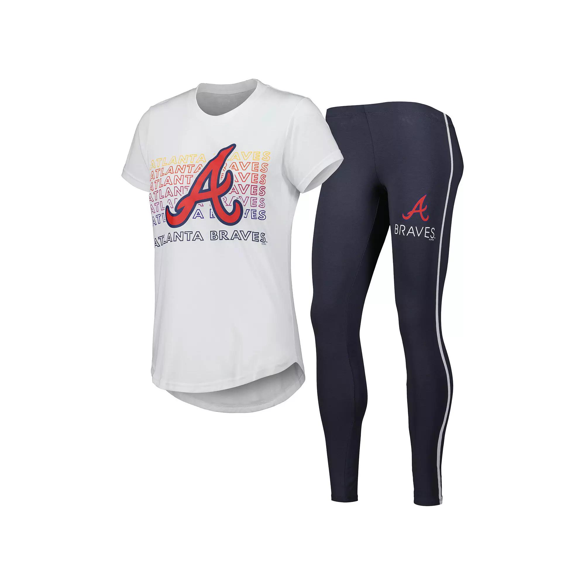 Women's Concepts Sport Charcoal/White Atlanta Braves Sonata T-Shirt & Leggings Sleep Set,  Product Image