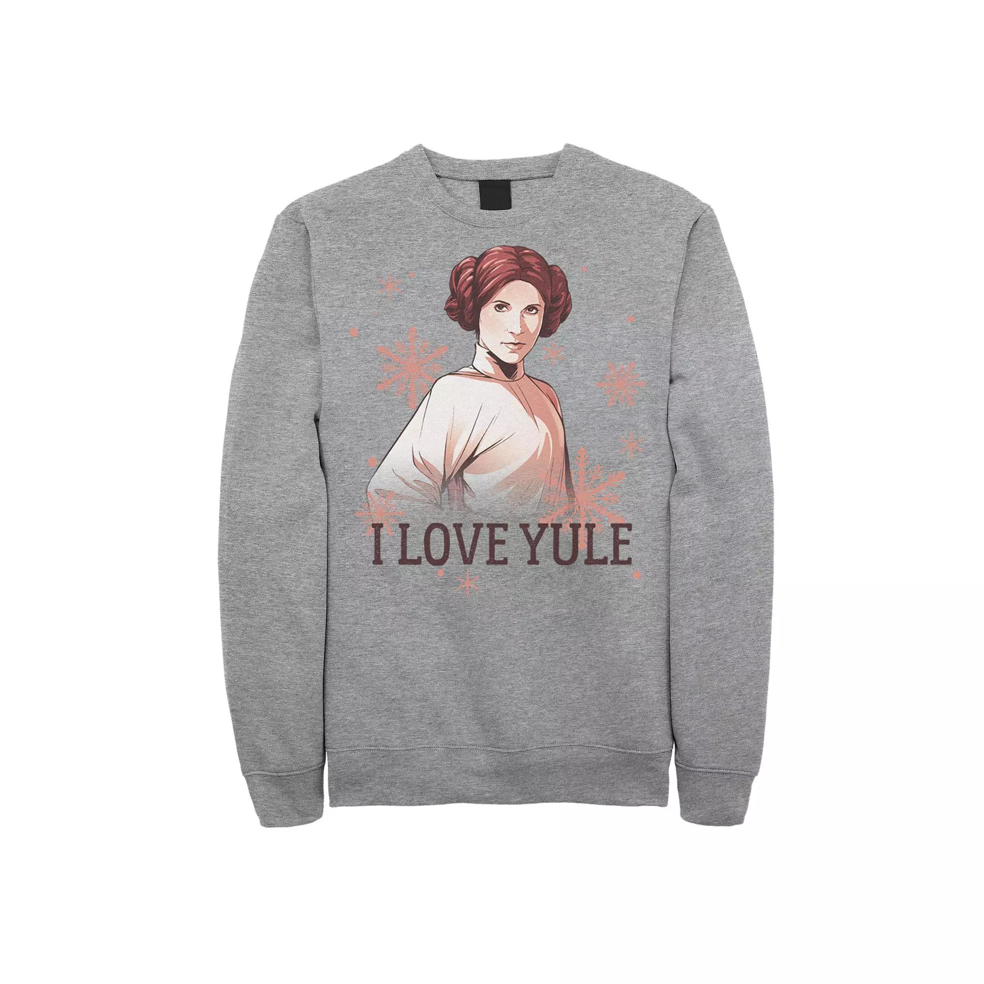 Men's Star Wars Leia I Love Yule Christmas Snowflake Sweatshirt,  Product Image