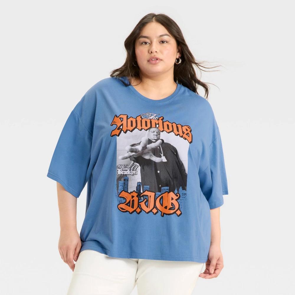 Women's Notorious Big Oversized Graphic T-Shirt - Blue Product Image