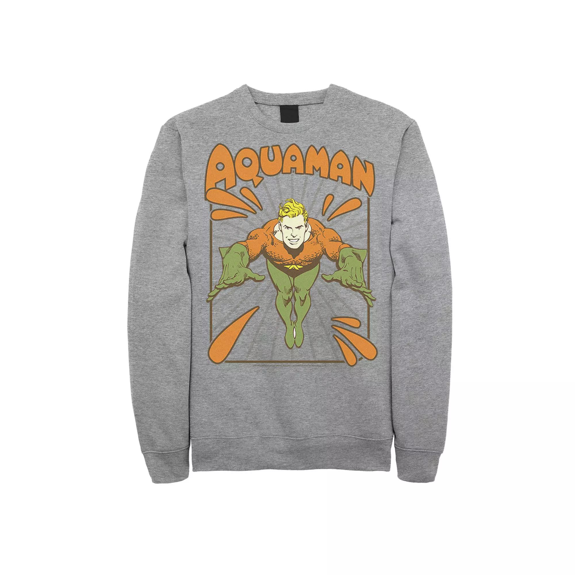 Men's DC Comics Aquaman Simple Text Logo Portrait Fleece Sweatshirt,  Product Image
