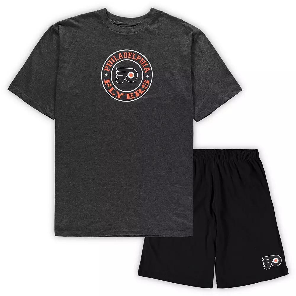 Men's Concepts Sport Black/Heathered Charcoal Philadelphia Flyers Big & Tall T-Shirt & Shorts Sleep Set,  Product Image