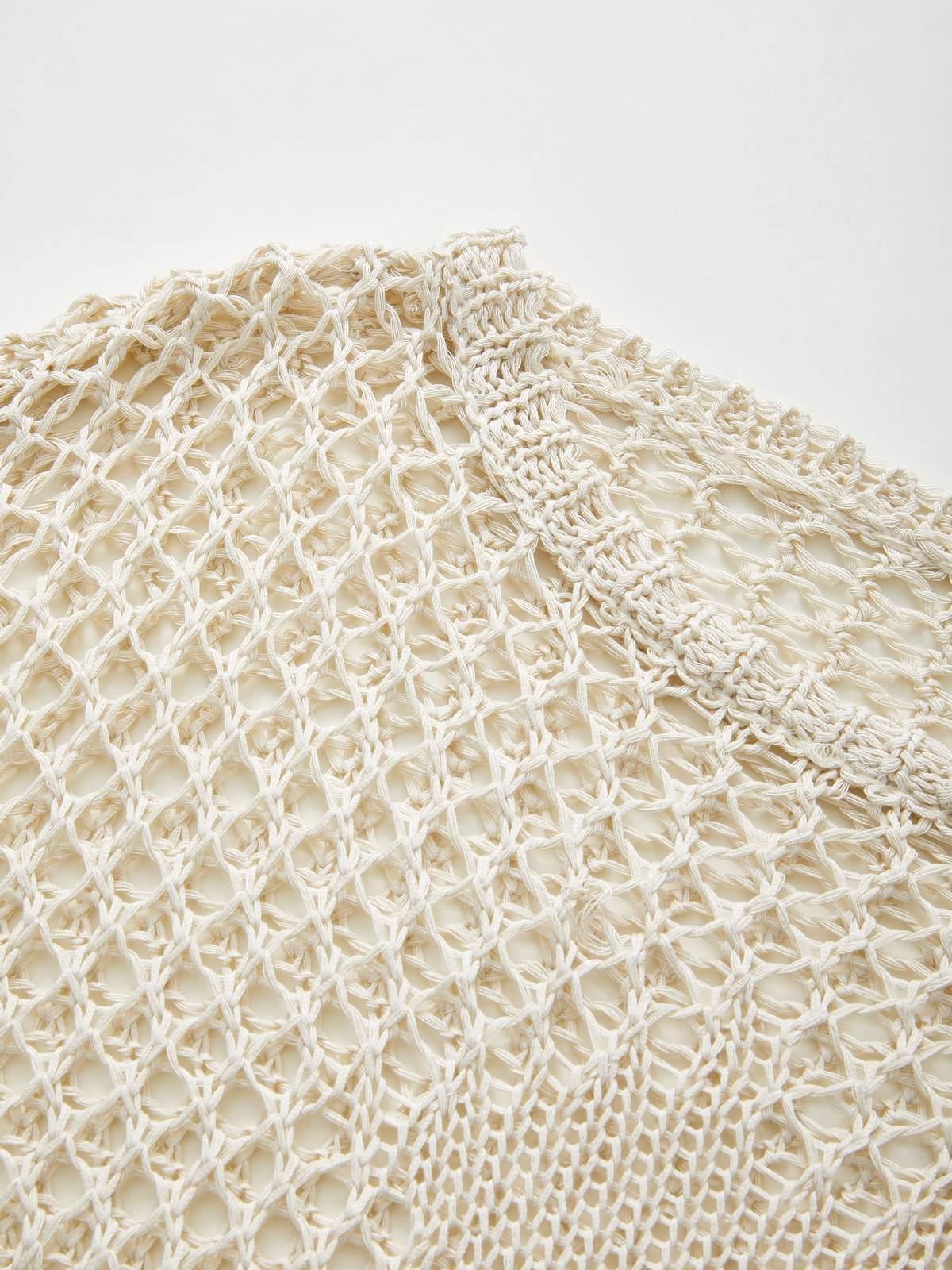 Cross Pattern Crochet Hollow Long Sleeve Knit Top Product Image