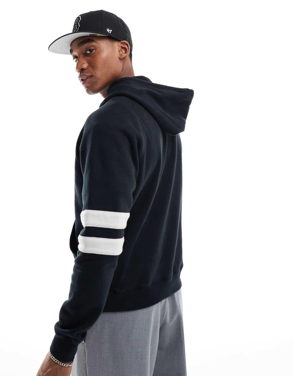 Hollister boxy varsity logo hoodie in black Product Image
