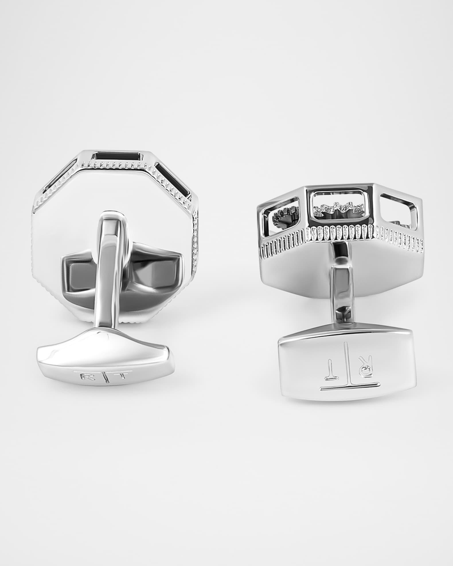 Men's Palladium and Rose-Tone Hexagonal Octo Gear Cufflinks Product Image