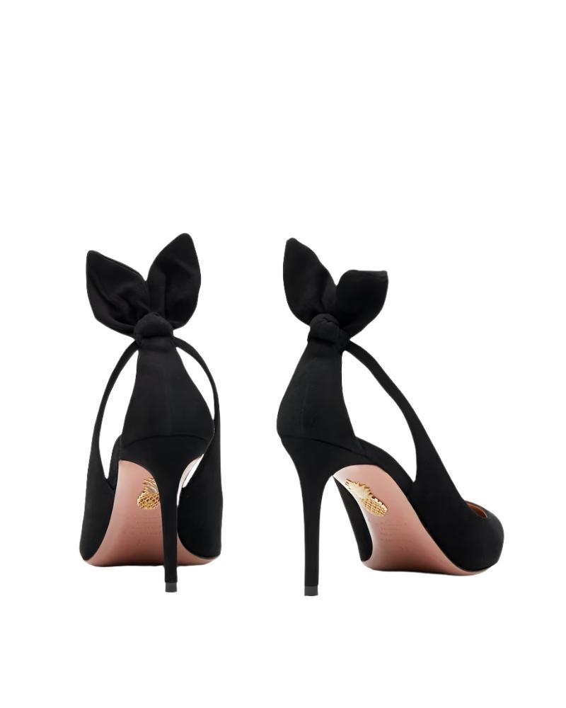 AQUAZZURA Bow Tie 85 Suede Pumps In Black Product Image