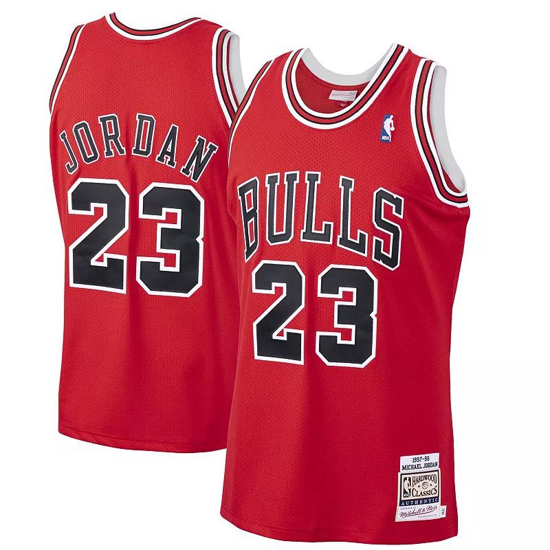 Men's Mitchell & Ness Michael Jordan Red Chicago Bulls 1997-98 Hardwood Classics Authentic Player Jersey,  Product Image