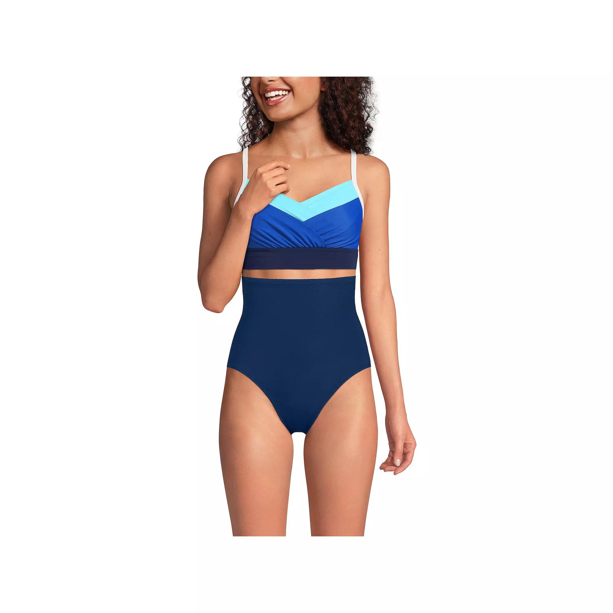 Women's Lands' End Slender Suit Pleated Tankini Top, Size: 12, Dusk Meadow Floral Product Image