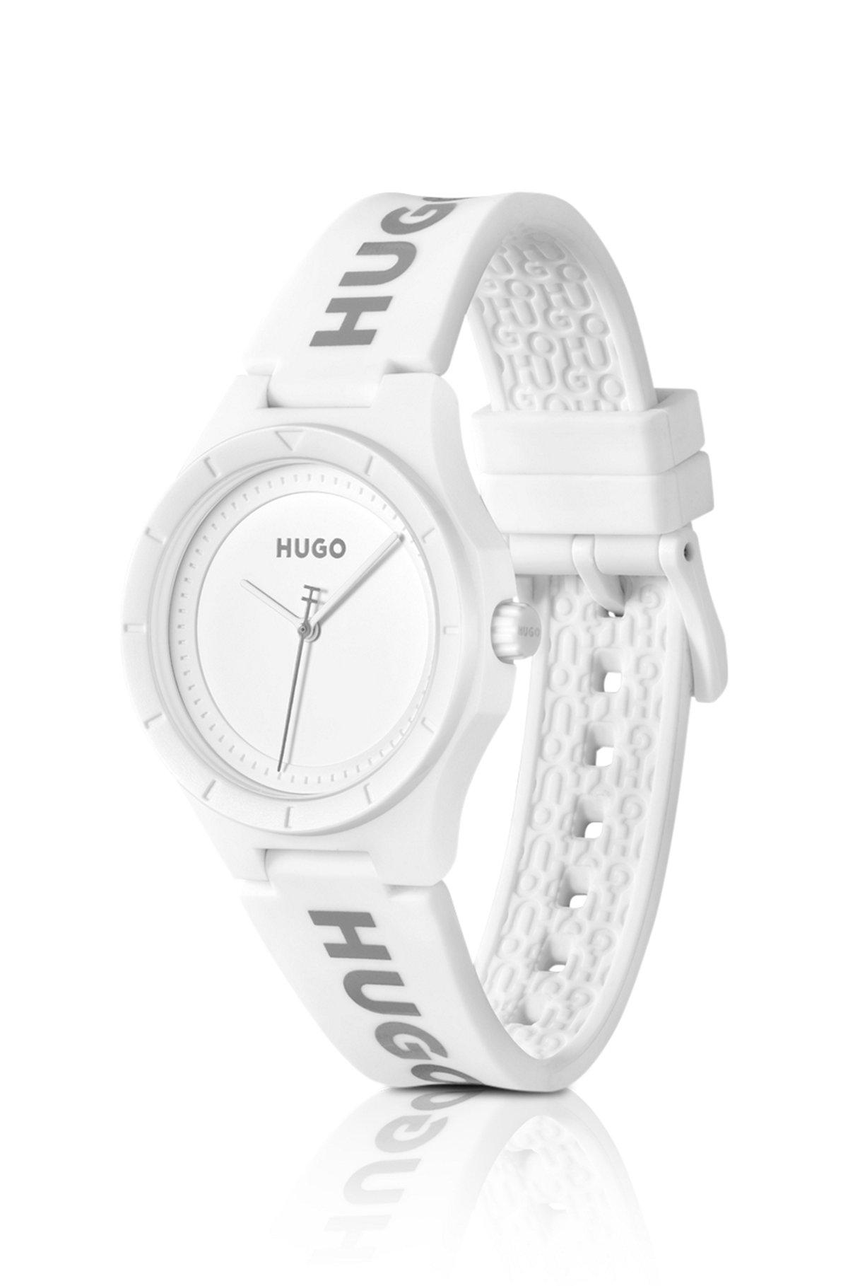 HUGO - Branded silicone-strap watch with matte-white dial Product Image