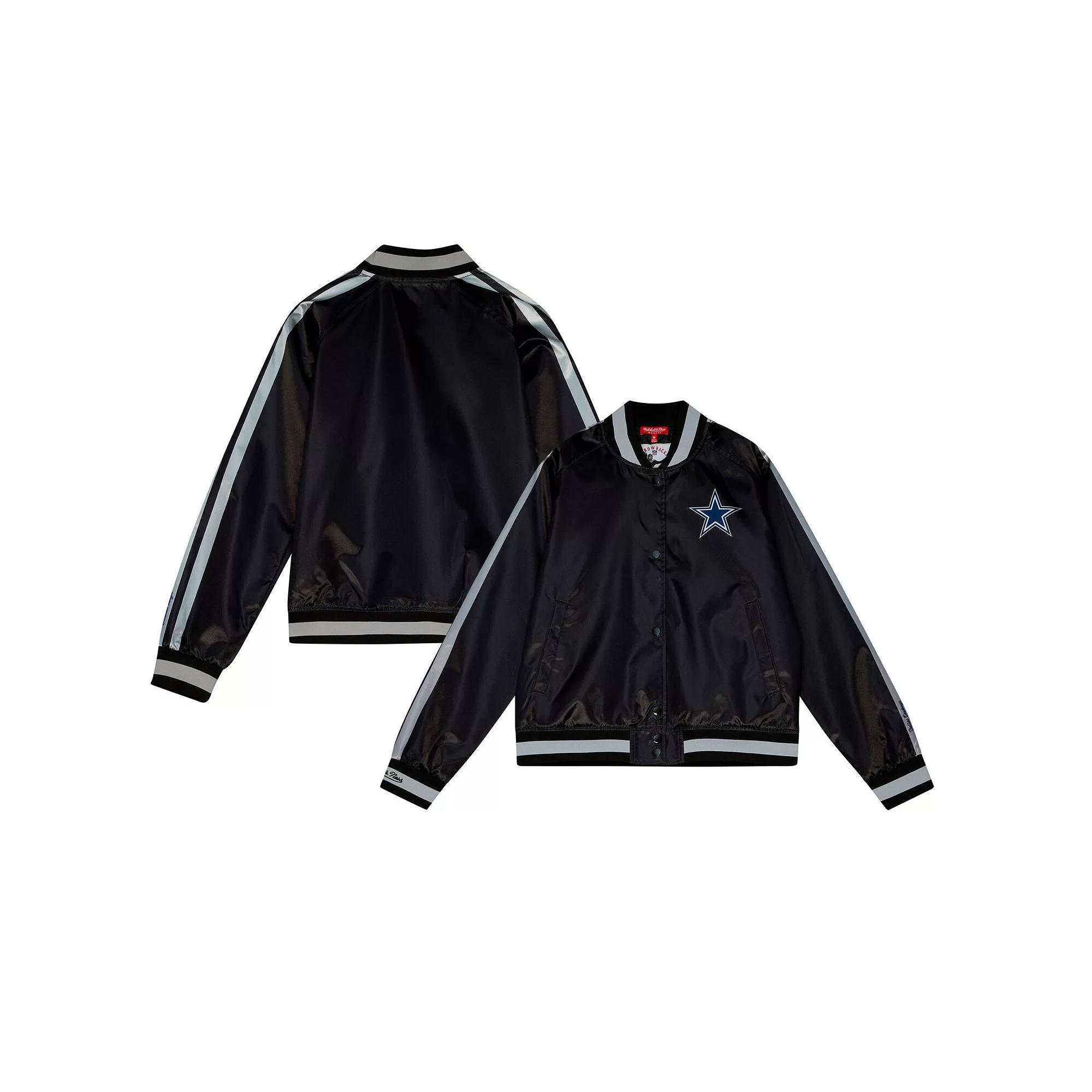 Women's Mitchell & Ness Black Dallas Cowboys Raglan Satin Full-Snap Jacket,  Product Image