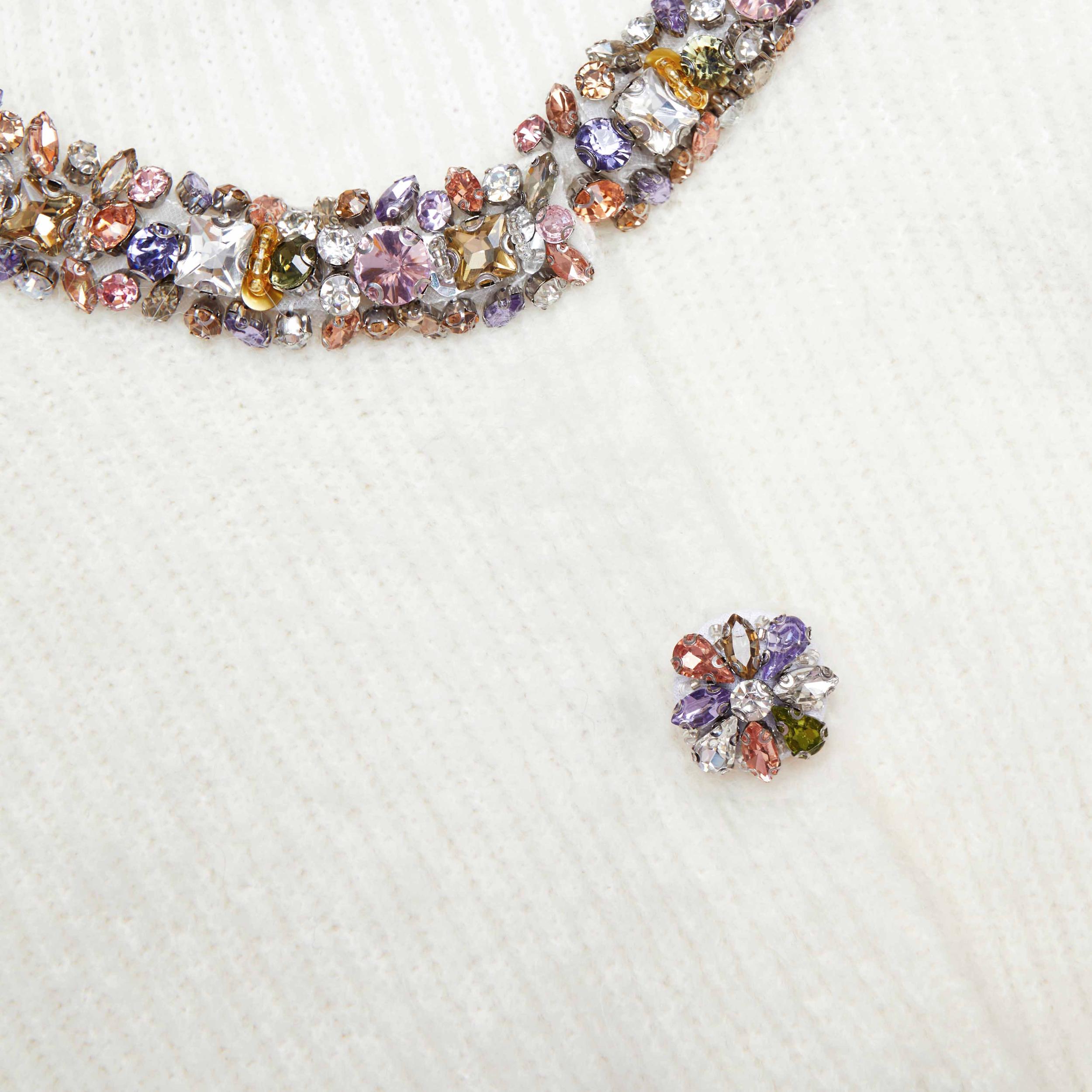 Cream Embellished Trim Cardigan Product Image