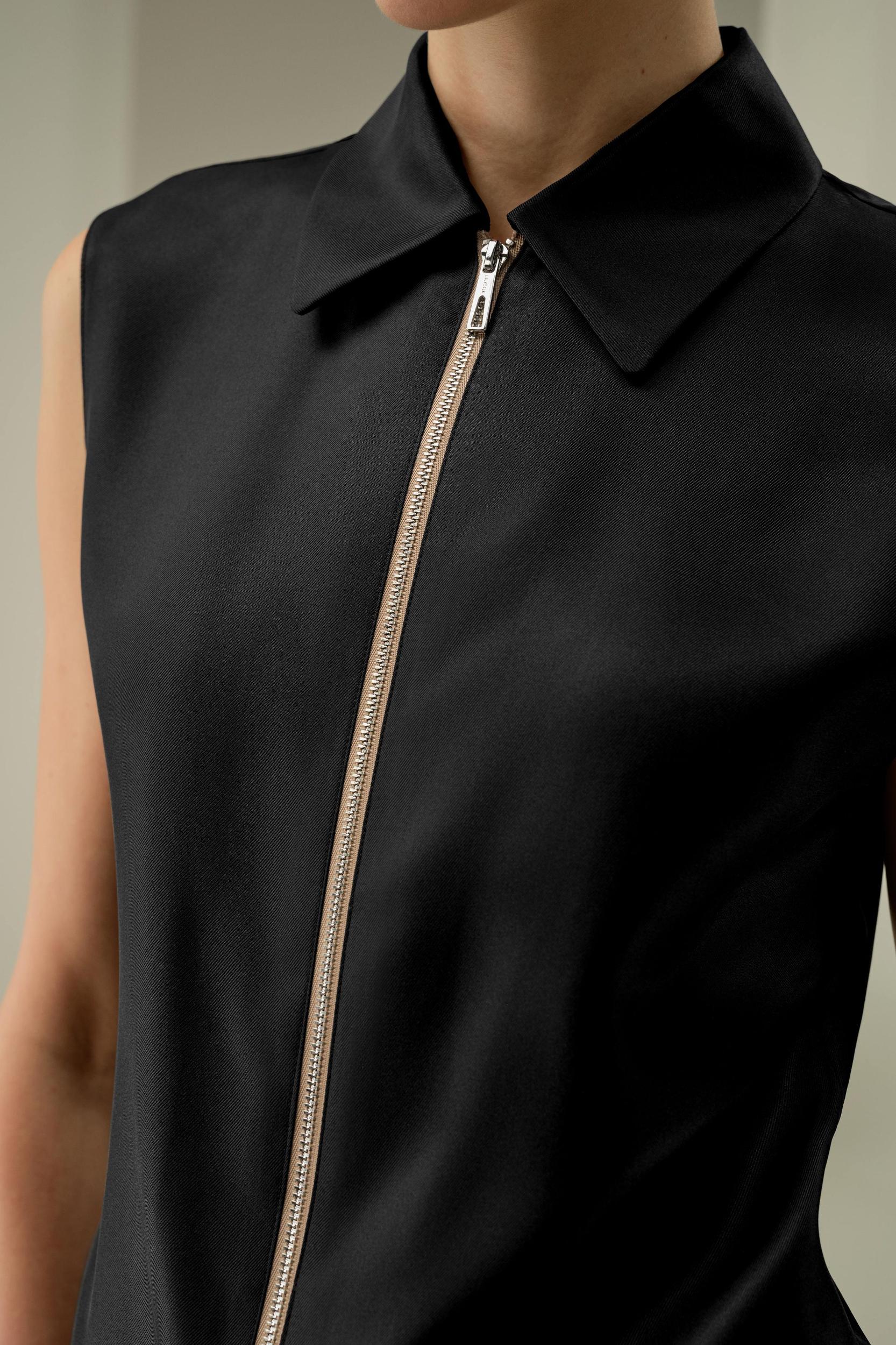 LILYSILK Silk Top Sleeveless - Female - Black 100% Pure Silk - Functional Zipper Placket Camisole XL Product Image