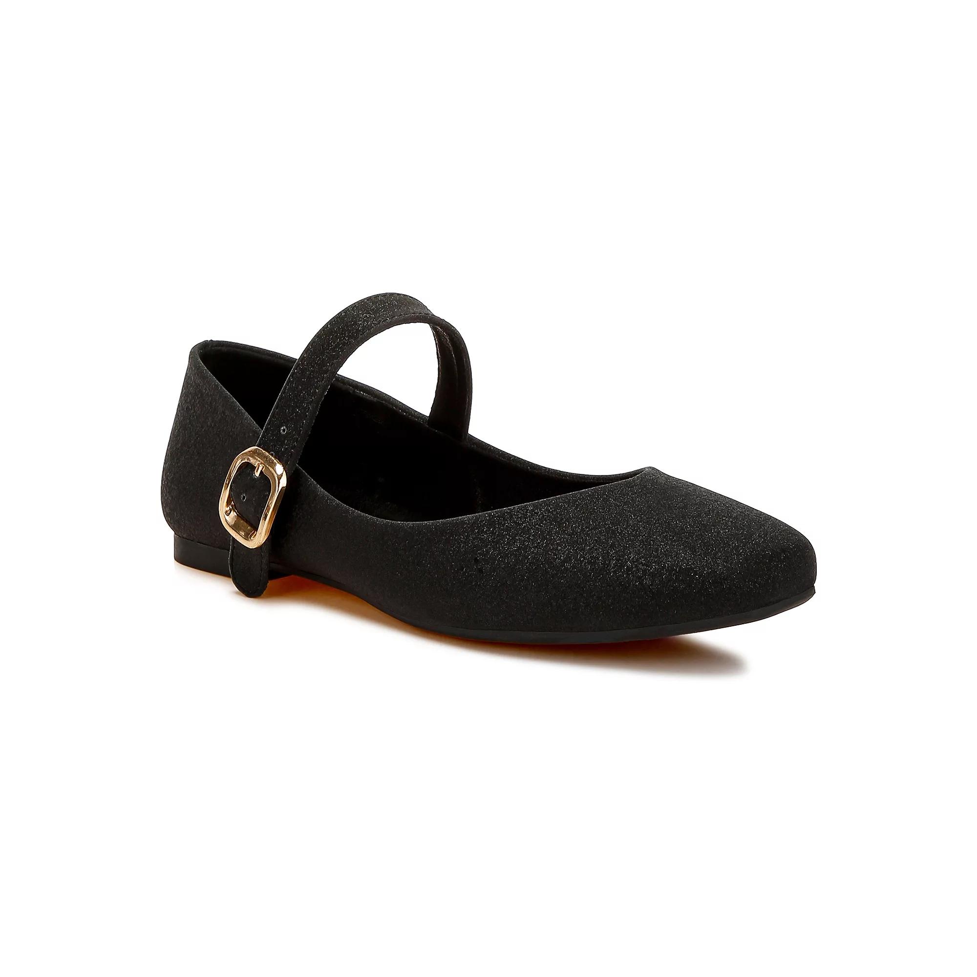 London Rag Herma Glitter Pin Buckle Women's Ballerinas, Size: 5, Black Product Image