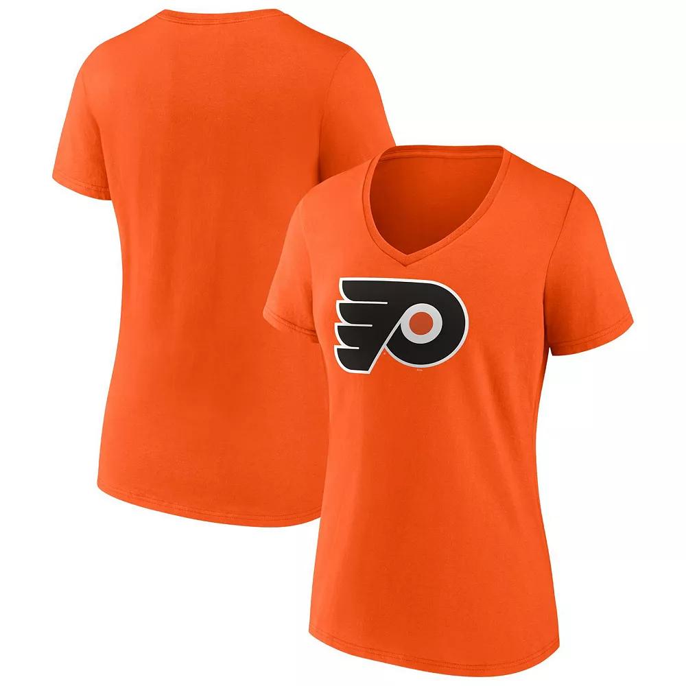 Women's Fanatics Orange Philadelphia Flyers Primary Logo Team V-Neck T-Shirt,  Product Image