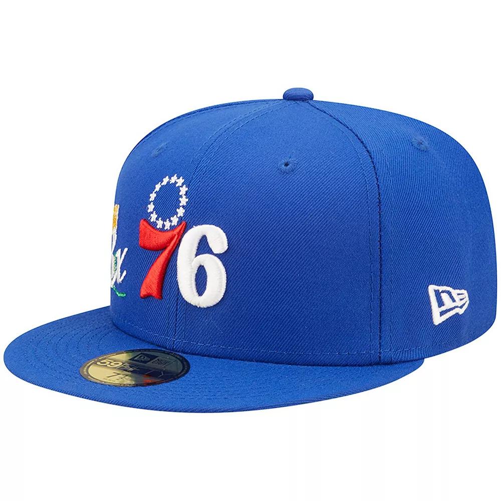 Men's New Era Royal Philadelphia 76ers 3x NBA Finals Champions Crown 59FIFTY Fitted Hat,  Product Image