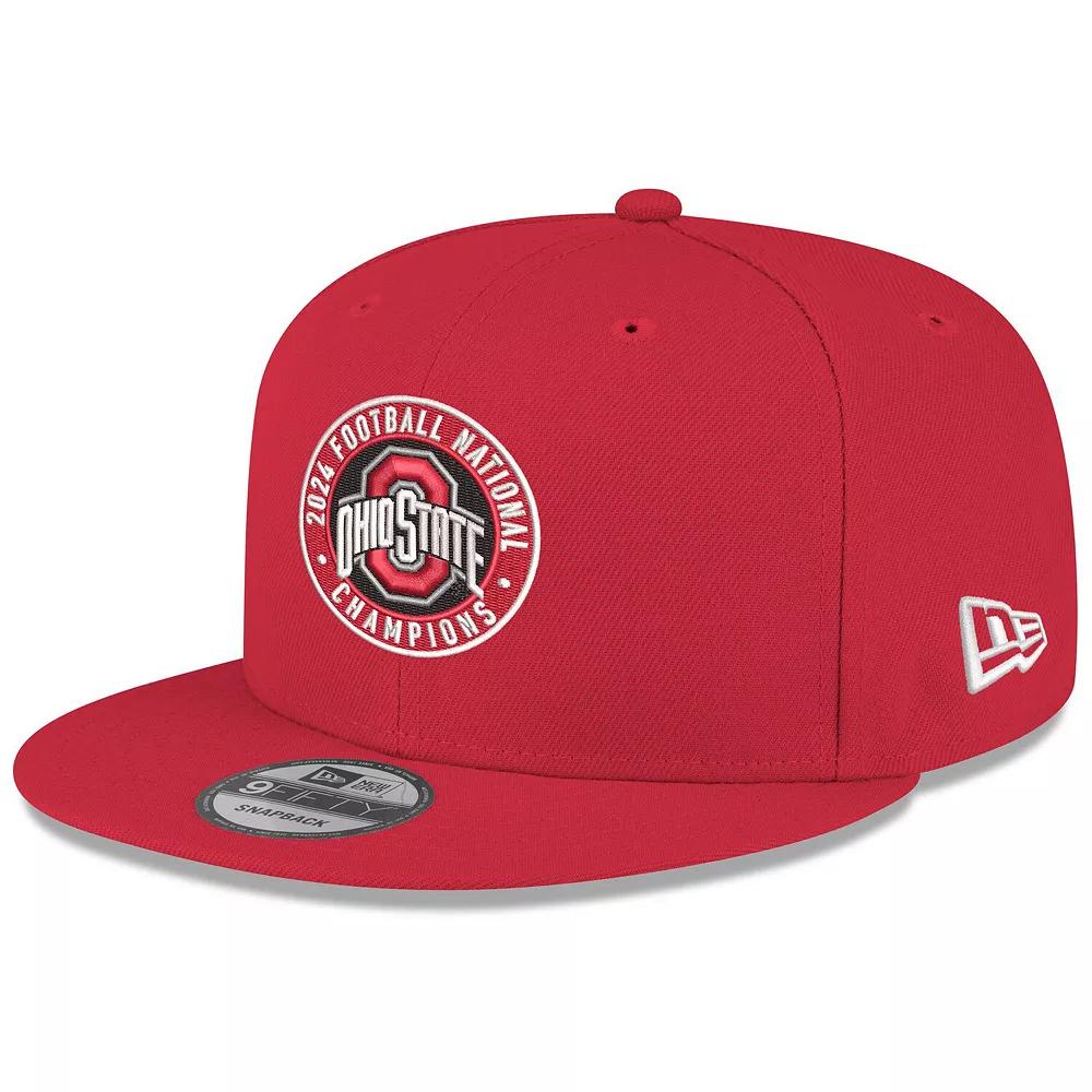 Men's New Era  Scarlet Ohio State Buckeyes College Football Playoff 2024 National Champions Seal 9FIFTY Snapback Hat, Red Product Image