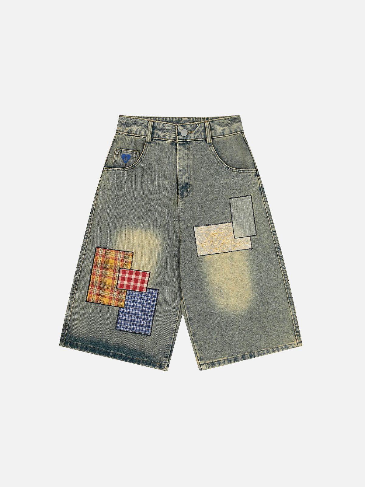 Aelfric Eden Plaid Applique Longline Jorts Product Image