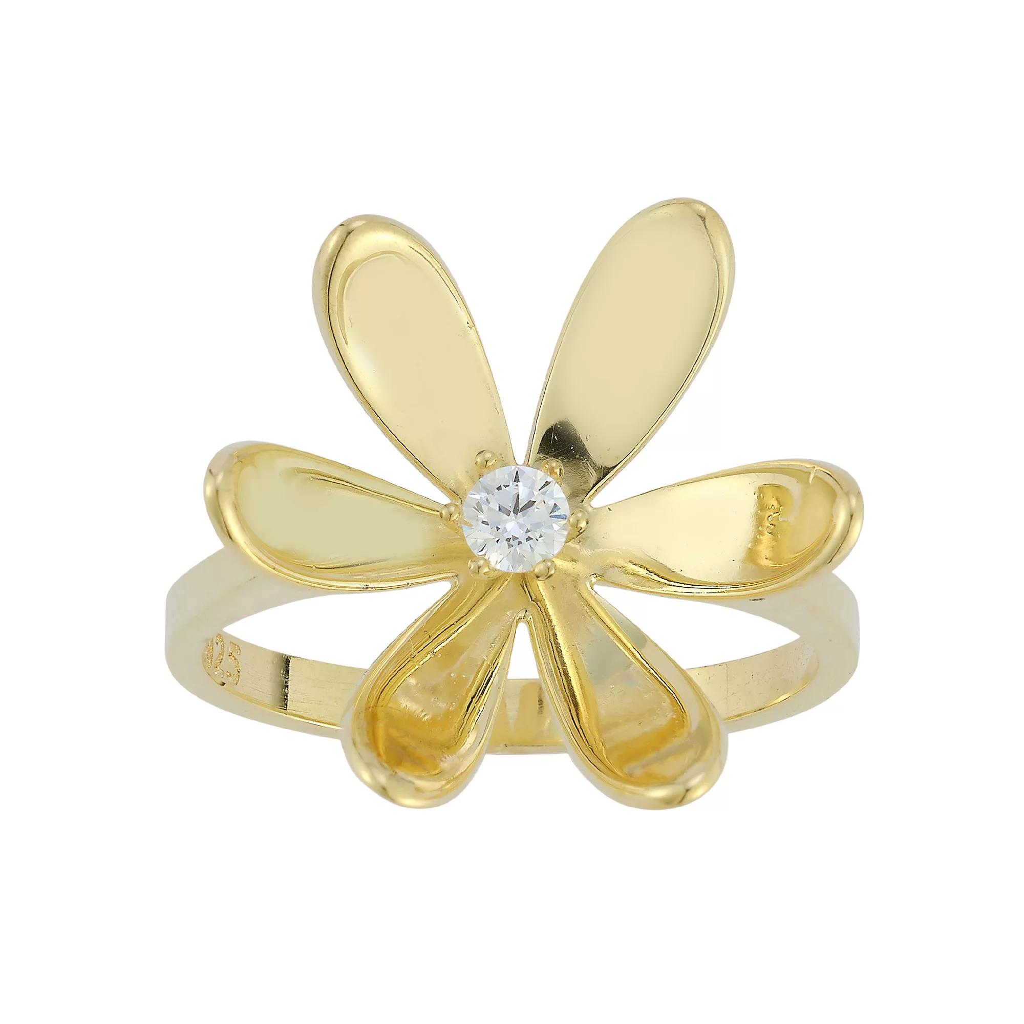 Sunkissed Sterling Cubic Zirconia Flower Statement Ring, Womens Gold Tone Product Image