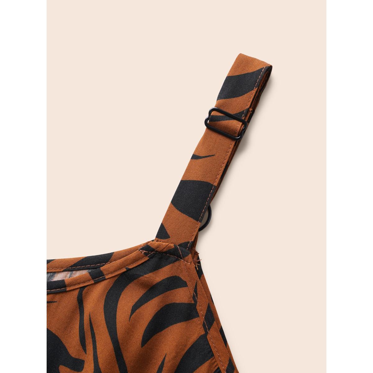 Plus Size Leopard Print Cami Midi Dress Browncoffeecolor Women Workwear Essentials Non U-neck Sleeveless Curvy BloomChic 22-24/3X Product Image