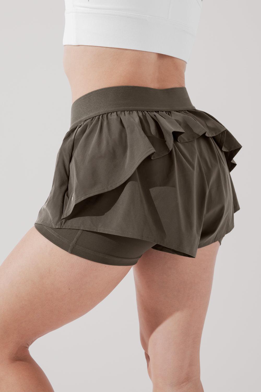 On the Run Ruffle Short - Deep Olive Product Image