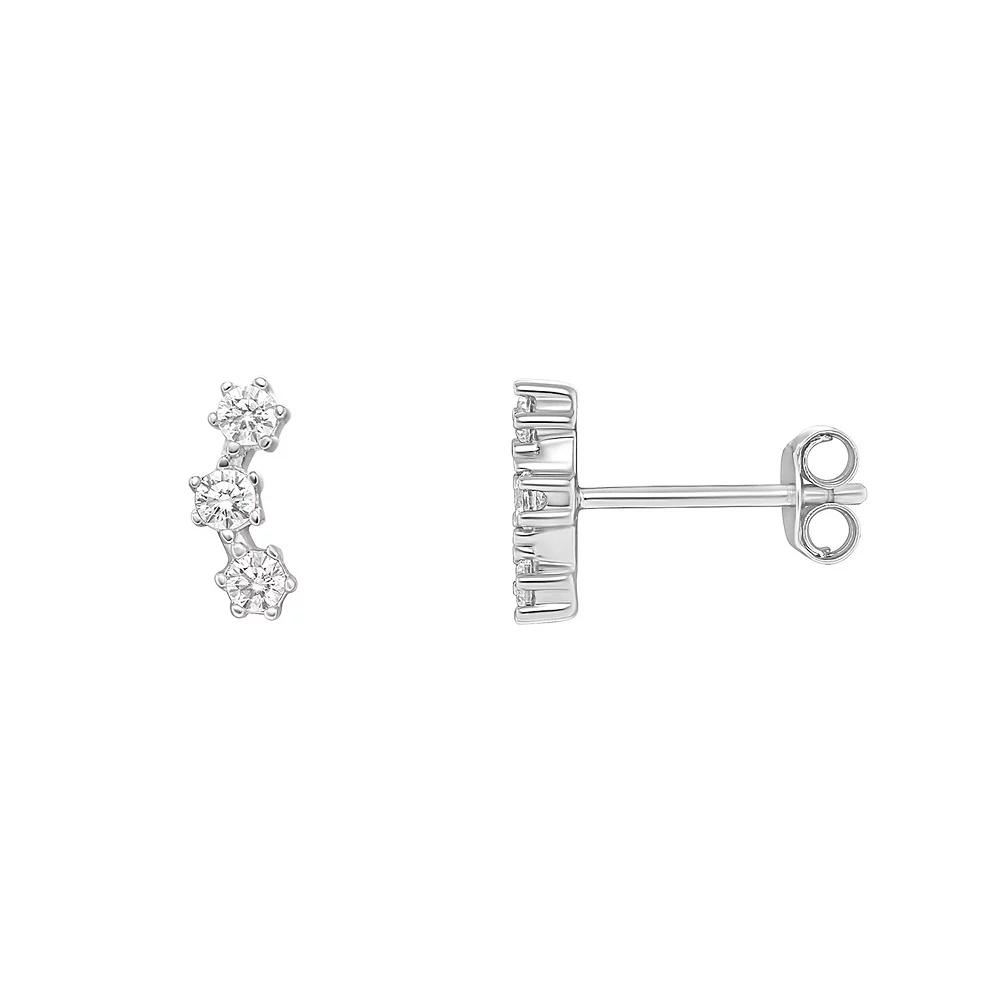 PRIMROSE Sterling Silver Cubic Zirconia Crawler Stud Earrings, Women's, Sterling Clear Product Image