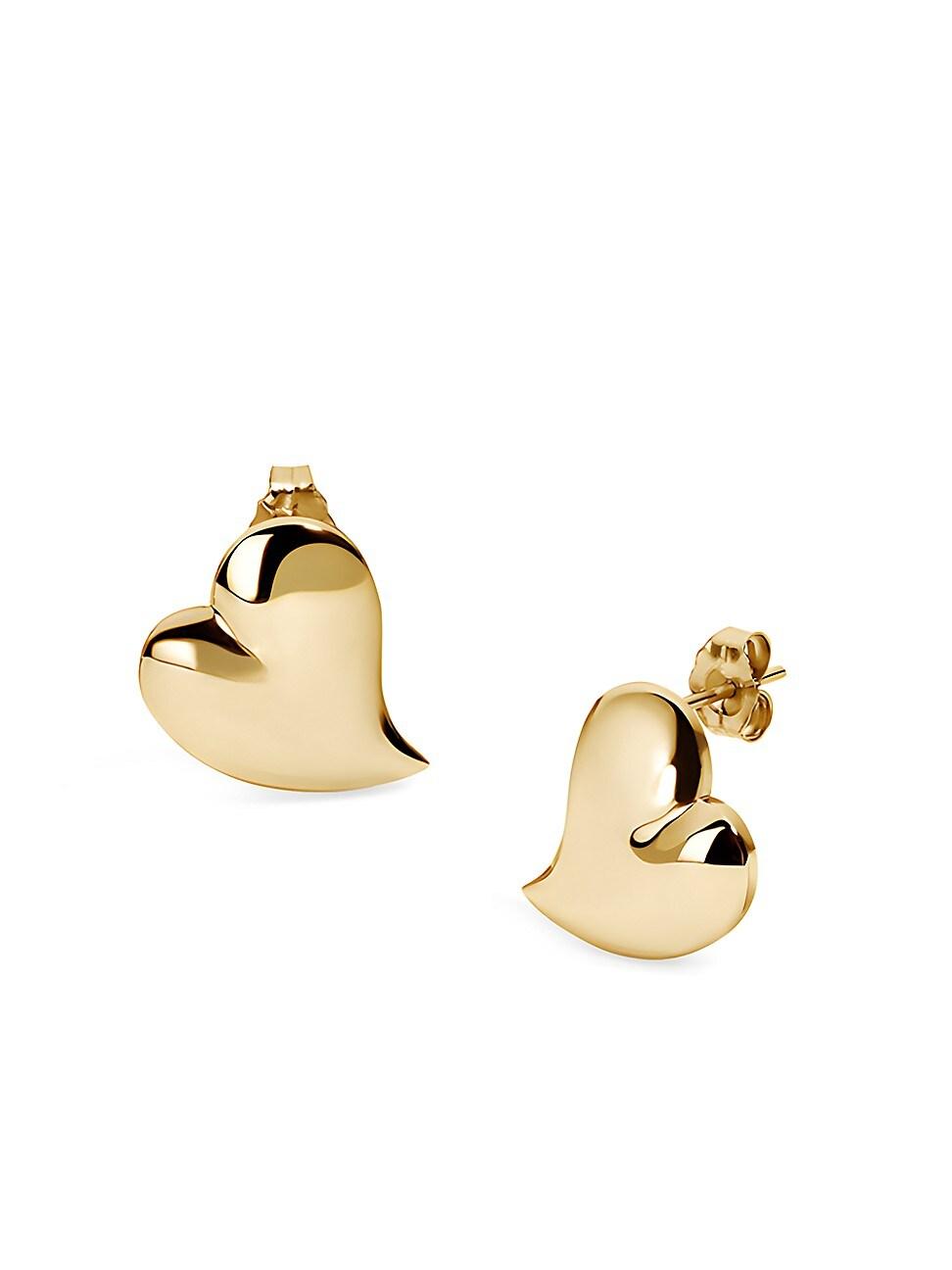 Womens 14K Yellow Gold Puffy Heart Stud Earrings Product Image