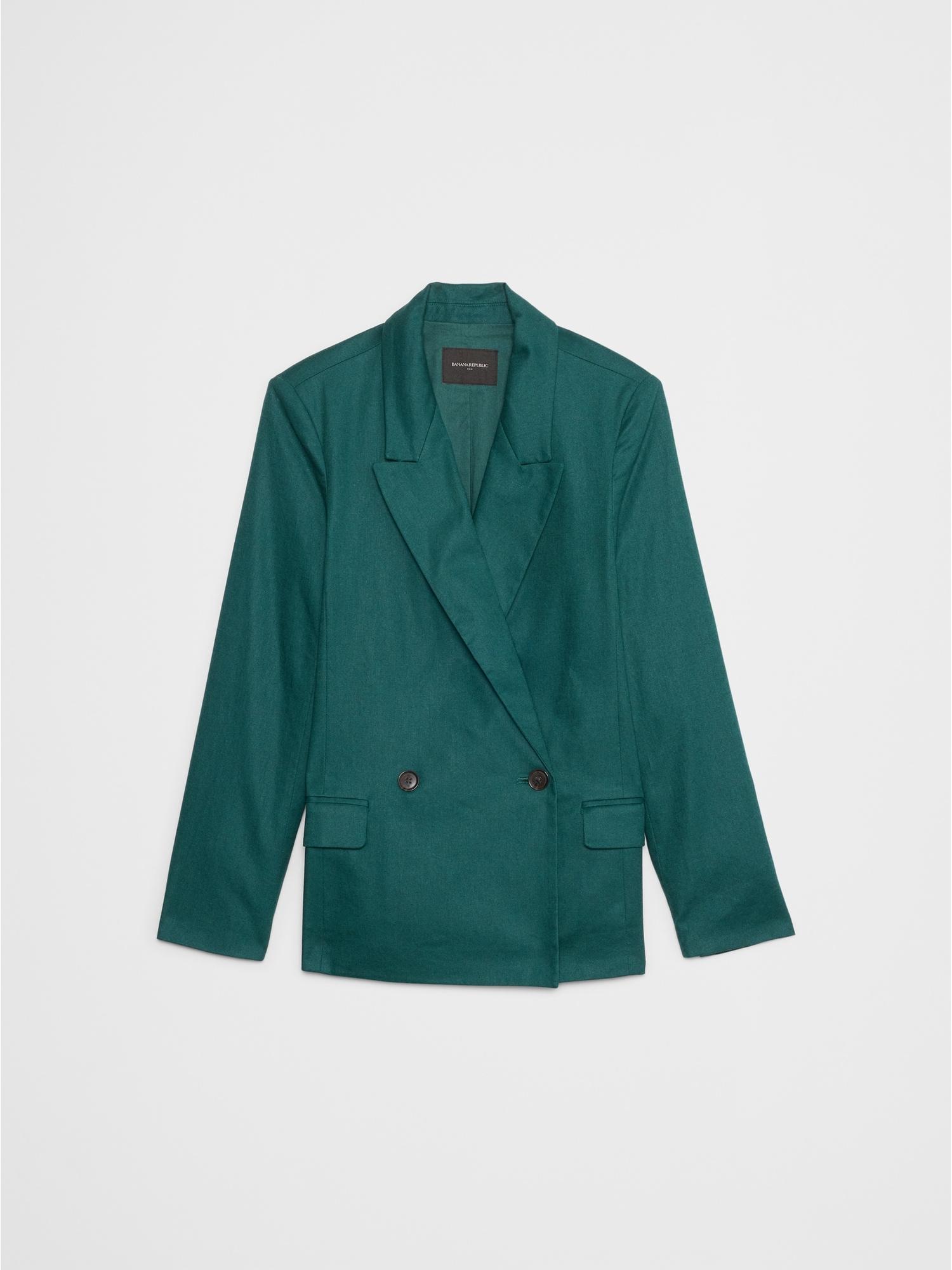 Linen-Blend Boyfriend Blazer Product Image