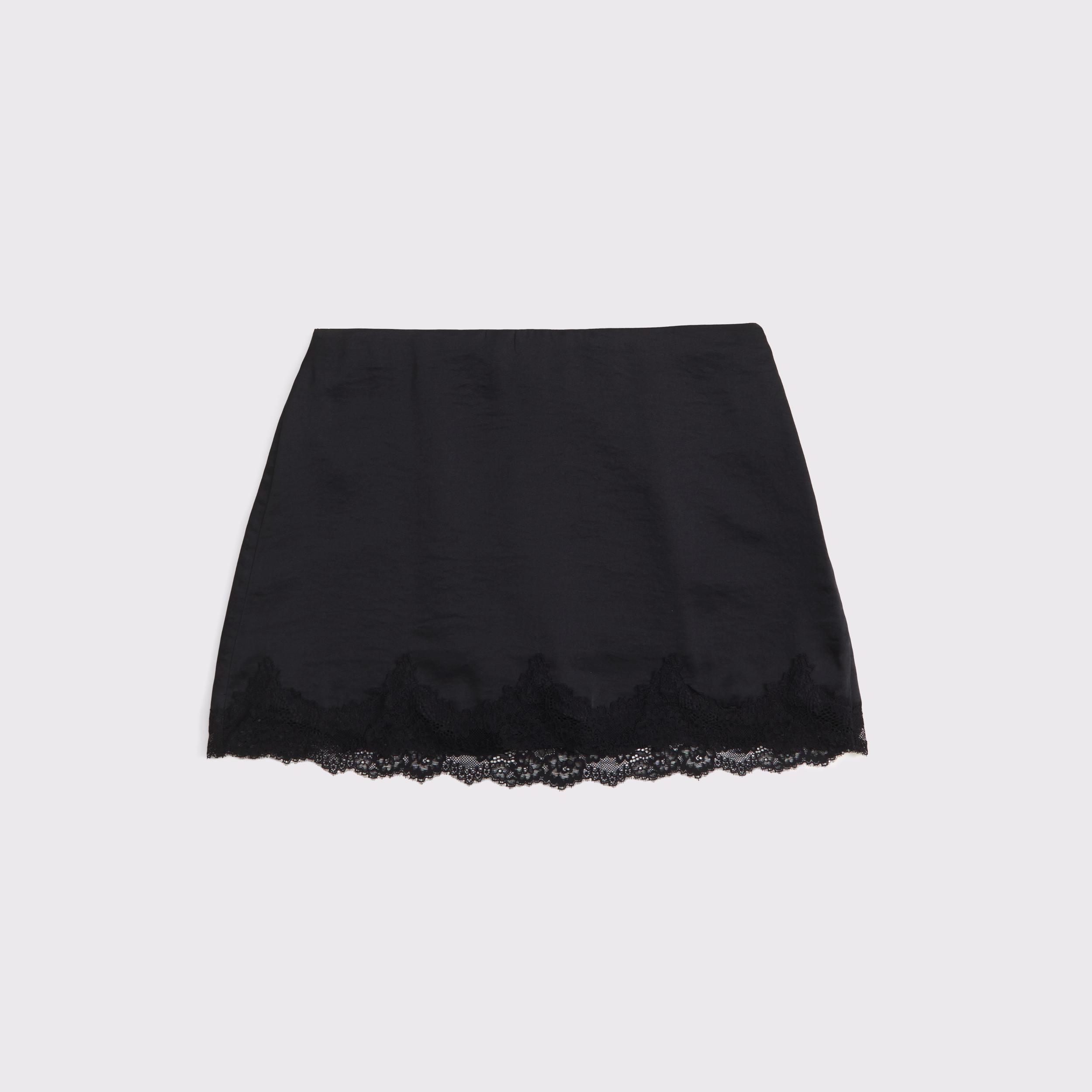 High Rise Lace & Satin Mini Skort Product Image