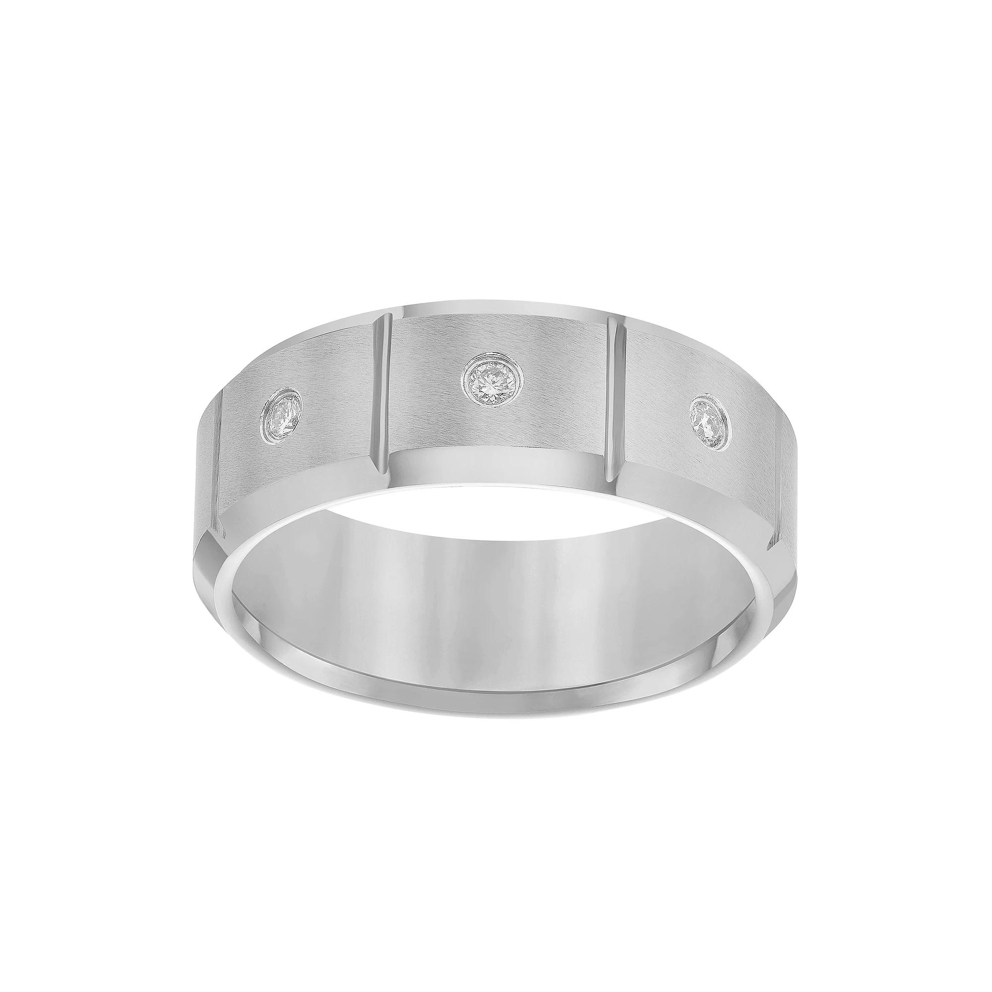 AXL 1/10 Carat T.W. Diamond Gray Tungsten Carbide 8 mm Comfort Fit Men's Band, Size: 12 Product Image