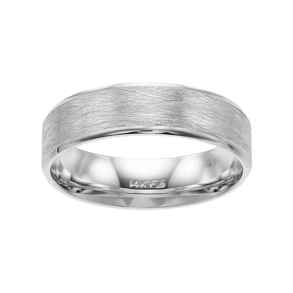 Men's AXL 14k White Gold Wire Finish Wedding Band, Size: 10.50, 14k Whgold Product Image