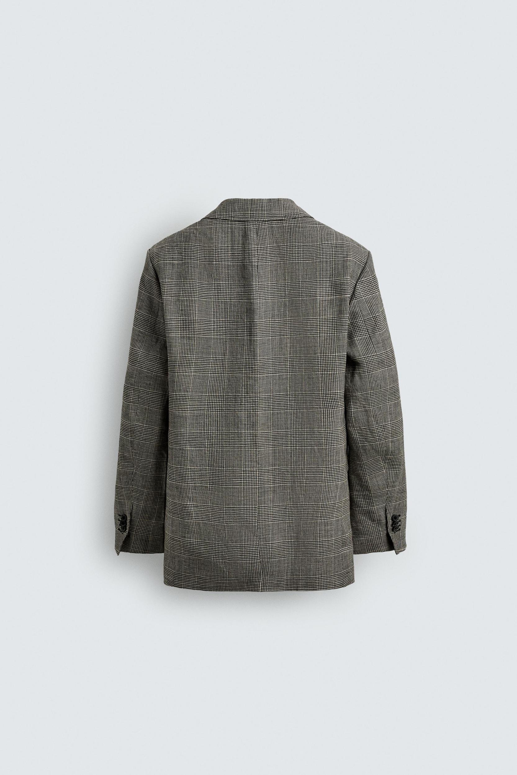 PLAID WOOL - LINEN DOUBLE BREASTED BLAZER AARON LEVINE X ZARA Product Image