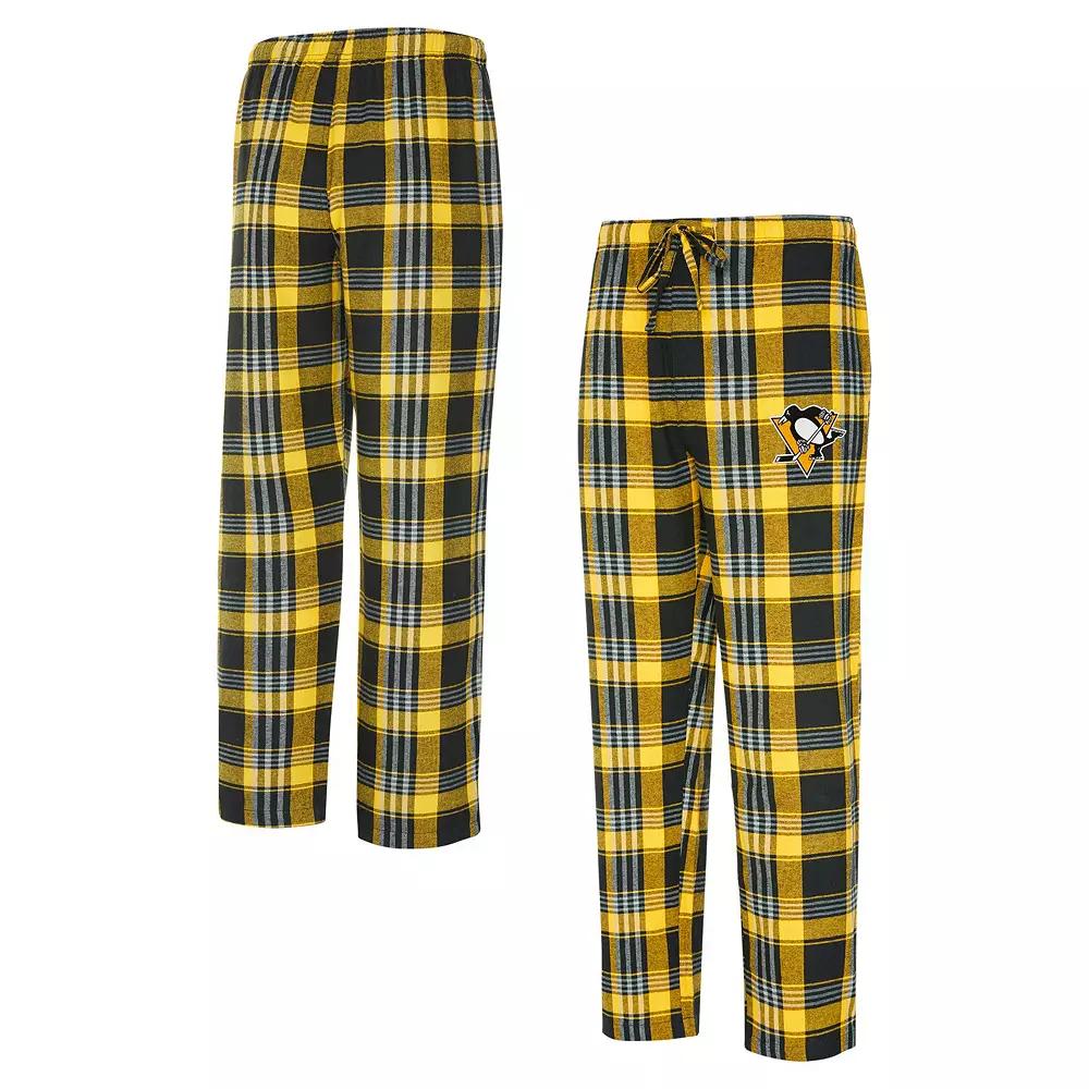 Men's Concepts Sport Gold/Black Pittsburgh Penguins Region Flannel Sleep Pants, Size: XL Product Image