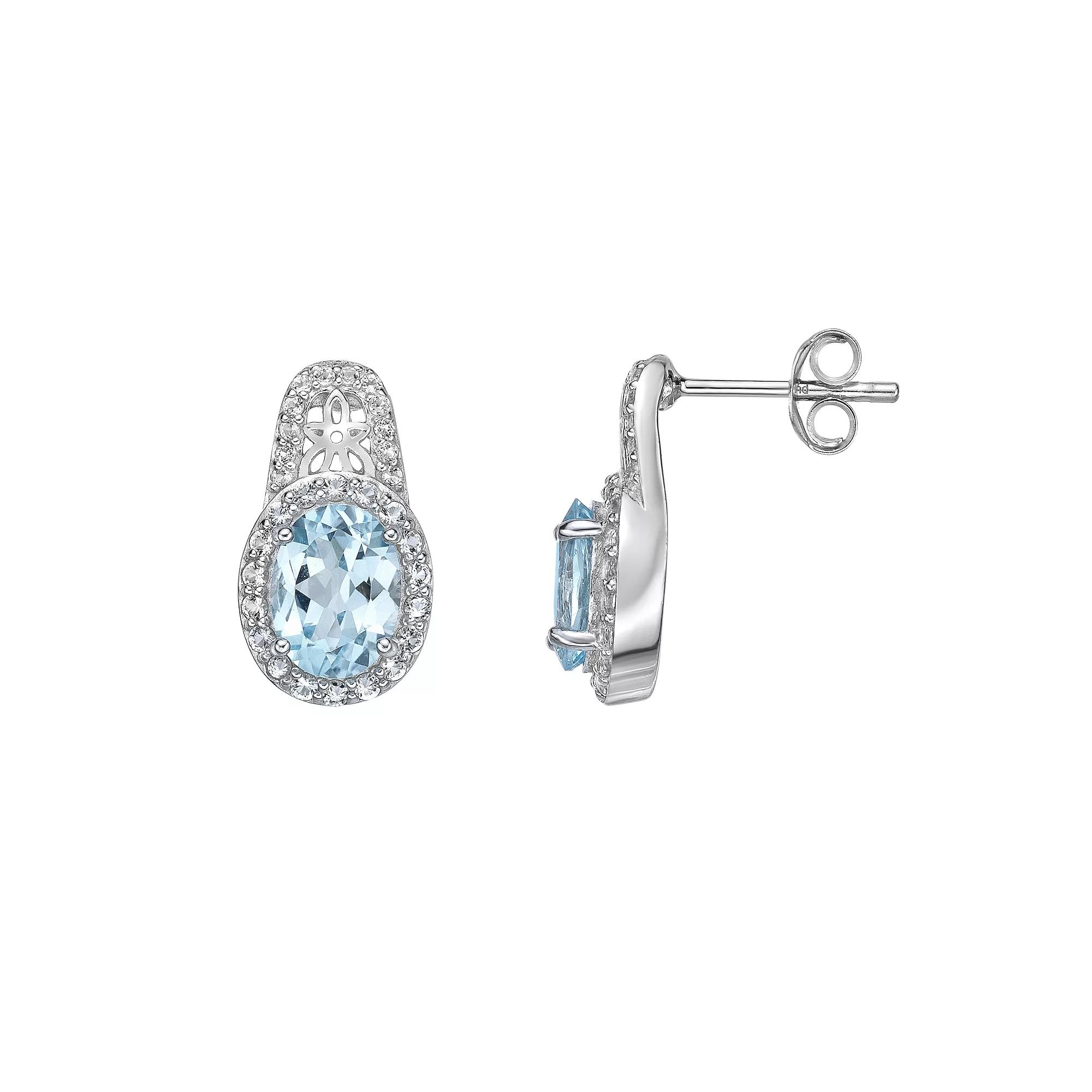 Gemminded Sterling Silver Sky Blue & White Topaz Earrings, Women's Product Image
